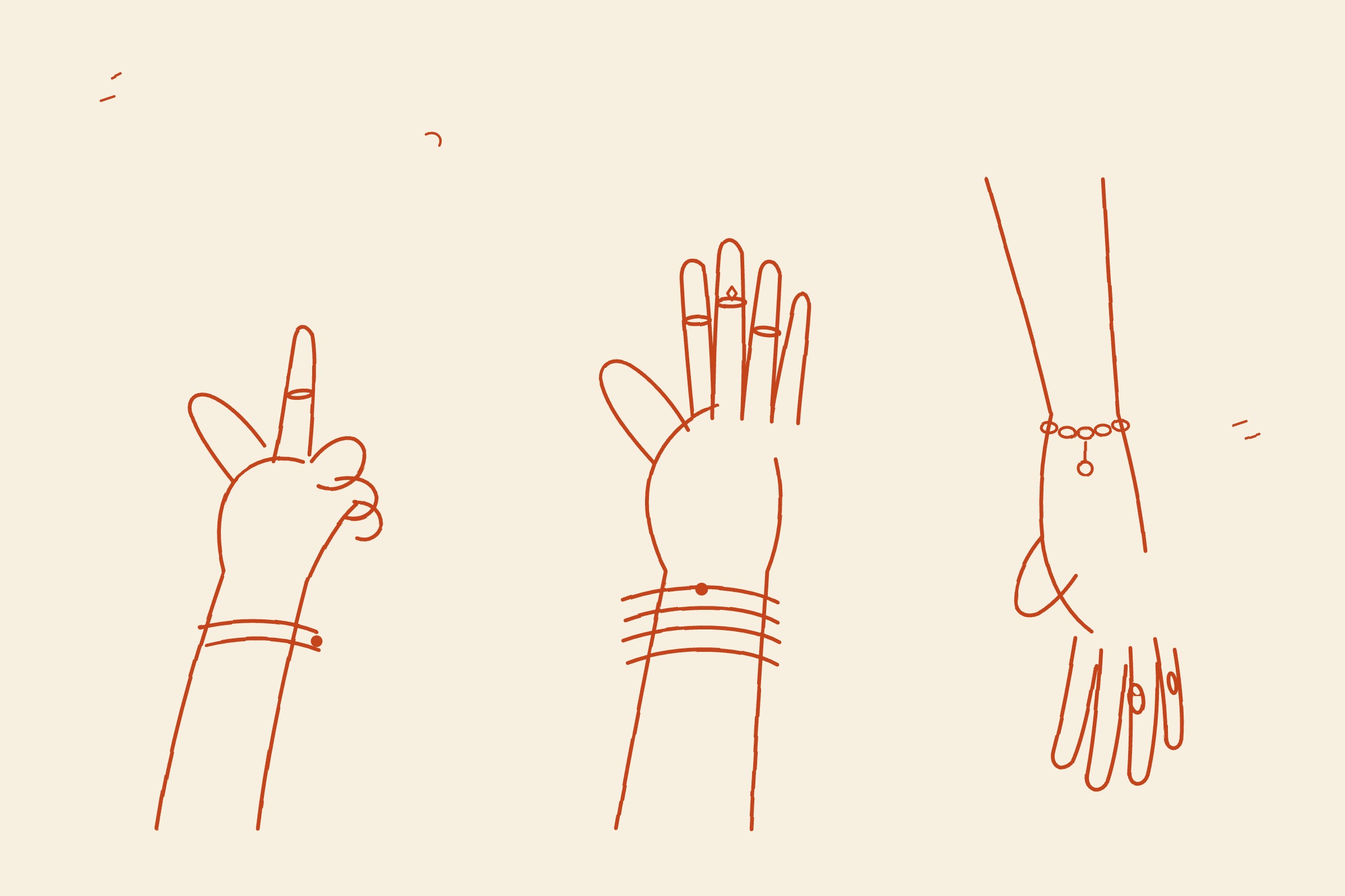 Hands with nanu jewelry sketch
